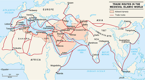 A map of Muslim trades during the Abbasid dynasty